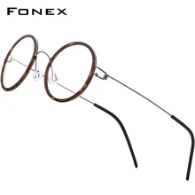 FONEX tytanu okulary z lekkiego stopu ramki mężczyźni okrągłe krótkowzroczność optyczne kobiety okulary korekcyjne 2021 koreański bezśrubowe okulary 98636 tanie tanio CN (pochodzenie) Drukuj 98636 2021 New High Quality Ultralight Korean Thailand Japan Morten FRAMES Akcesoria do okularów