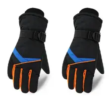 Новые мужские зимние ветрозащитные лыжные перчатки полосы контрастных цветов водонепроницаемые теплые варежки