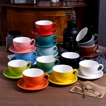 

EWAYS 220ml High Quality Ceramic Coffee Mugs Coffee Cup set Simple European style Cappuccino Cup Flower Milk Cups