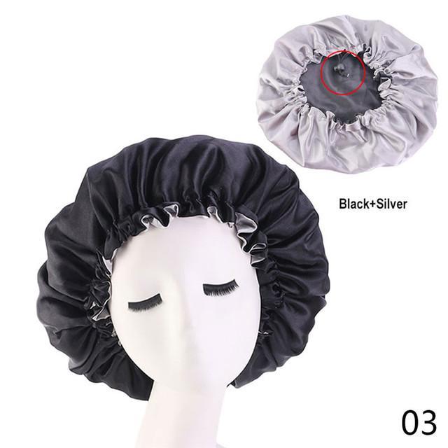 Satin Bonnet Hair Caps Double Layer Adjust Sleep Night Cap Head Cover Hat For Curly Springy Hair Styling Accessories