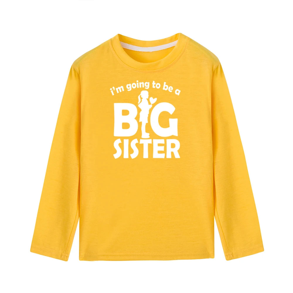 Забавная детская футболка с длинными рукавами и надписью «I'm Going To Be A Big Sister» для девочек футболки для крупных девочек модные повседневные Детские футболки, топы