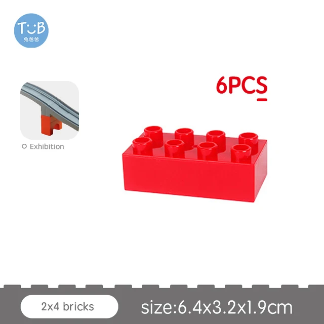 Big Size Block Bricks Train Tracks  Traffic Stop Lights Straight Track Black Accessories DIY Bricks Toys For Children Gift Bricks-6PCS