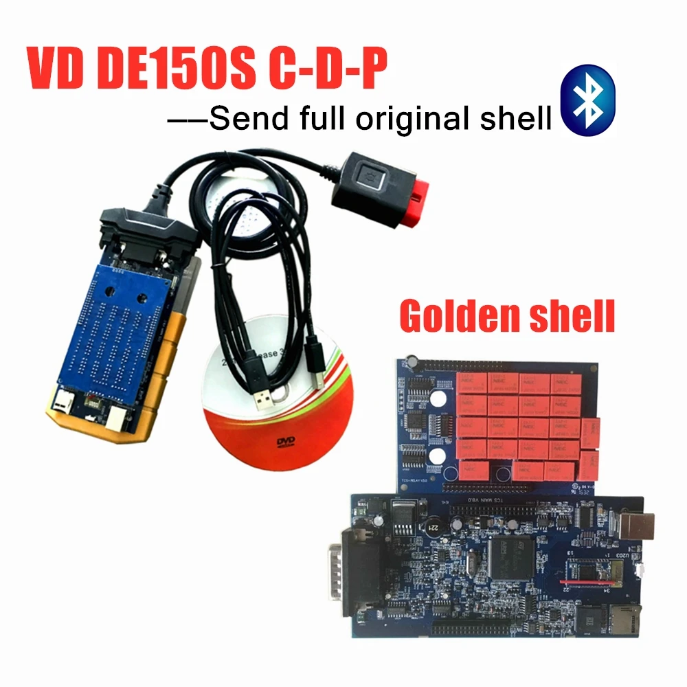 2016R0 с keygen VD DS150E C-D-P для delphis V9.0 зеленый pcb с Bluetooth сканер для автомобиля грузовик obd Профессиональный диагностический инструмент