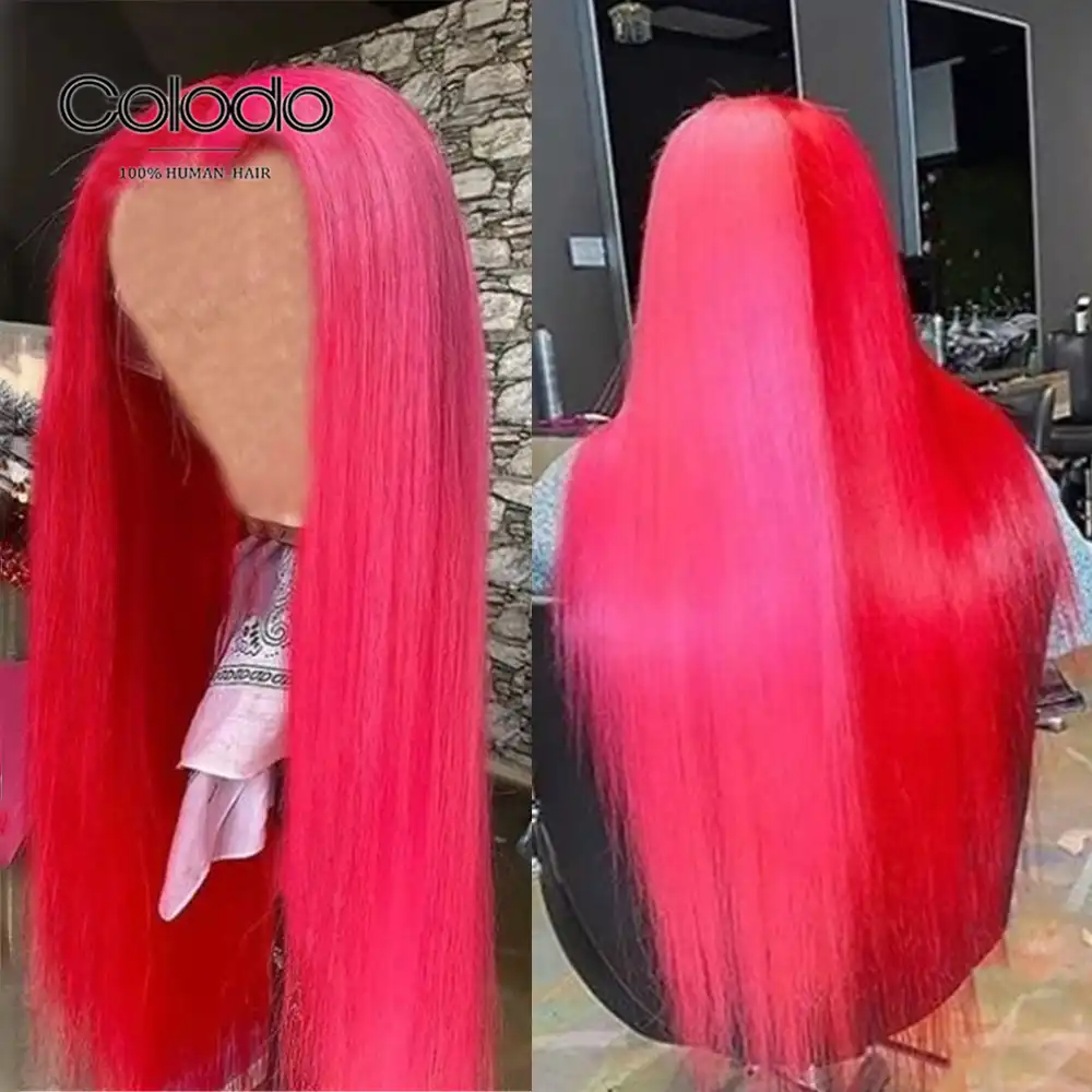 Colodo 13x4 Lace Front Wig Preplucked Brazilian Remy Straight Wig Half Blue Half Purple Lace Front Human Hair Wigs For Women Human Hair Lace Wigs Aliexpress