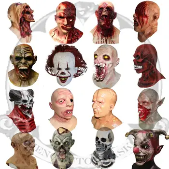 

Realistic Horror Zombie Head Latex Mask Halloween Vampire Demon Devil Costume Party Dress Up Cosplay Costumes