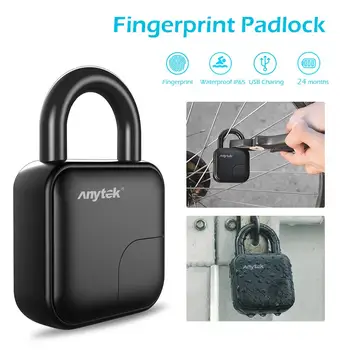 

Anytek L3 Smart Keyless Fingerprint Lock USB Rechargeable Electronic Anti-Theft Security Padlock IP65 Waterproof Door Lock