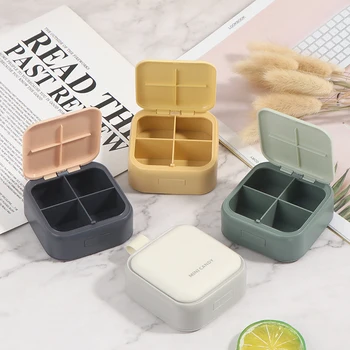 

1PCS Pill Case Four Grid Compartment Travel Pill Box Organizer Medicine Tablet Dispenser Organizer Pill Box Splitters Organizer