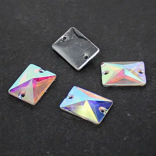

Free Shipping, 100pcs/Lot, 18*25mm Crystal AB / Clear AB sew on Rectangle stones flat back resin sew on Beads/ Stones Decoration