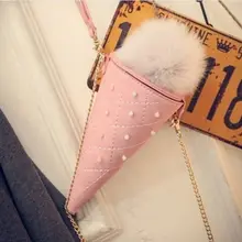 Мода Симпатичные мороженое конус дамы руки сумки конфетный оттенок женский сумки Мини Монета Сумка девушка коническая сумка через плечо для телефона-розовый+ белый