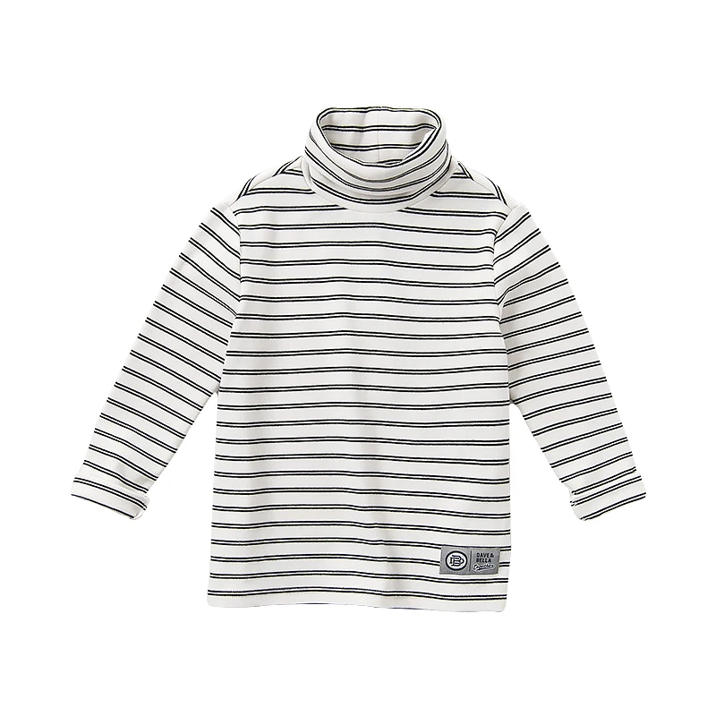 black white striped DBK11279 dave bella/осенне-зимняя детская футболка для мальчиков полосатые футболки с длинными рукавами, топы, пуловер для малышей, высокое качество - Цвет: black white striped