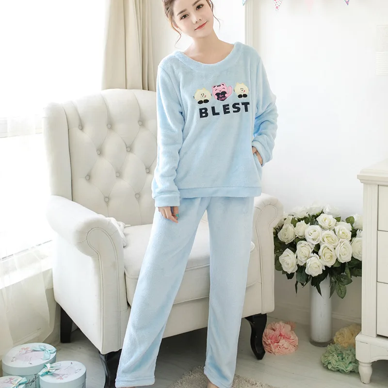 style 4 FZSLCYIYI осенние женские пижамные комплекты, пижамы, костюм для сна, Толстая теплая фланелевая ночная рубашка кораллового цвета, Женская пижама с мультяшными животными - Цвет: style 4