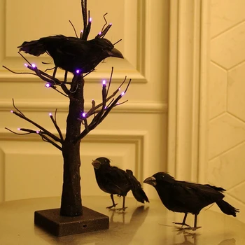

Promotion! Halloween Black Feathered Crows, Realistic Looking Halloween Decoration Birds, 6 Pack
