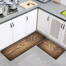 SunnyRain 1-piece деревянный ковер с принтом зерна для кухни Ванная комната ковры моющиеся Нескользящие