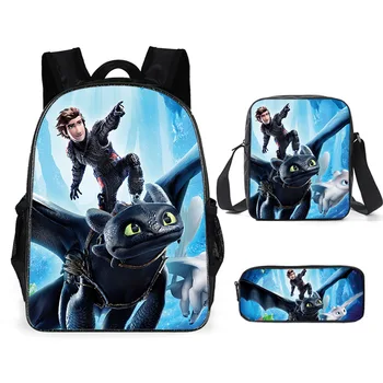 

New How to Train Your Dragon Children School Bags Set Cartoon Backpack Kids School Boy Girl Book Bag Mochila Infantil