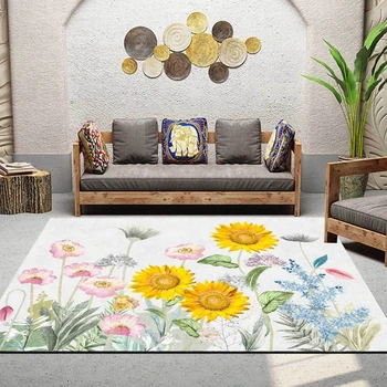 

Rural Sunflower Carpet and Rug Wedding Decor Tapete Anti Slip Large Girls Room Area Rugs Living Room Kitchen Hallway Floor Mat