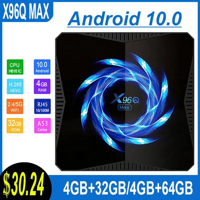 ТВ Приставка Smart TV Android 10 X96Q Max Allwinner H616 1080P HD 4 Гб 32/64 ГБ BT 5 0 двухдиапазонный 2 4G/5g Wi Fi