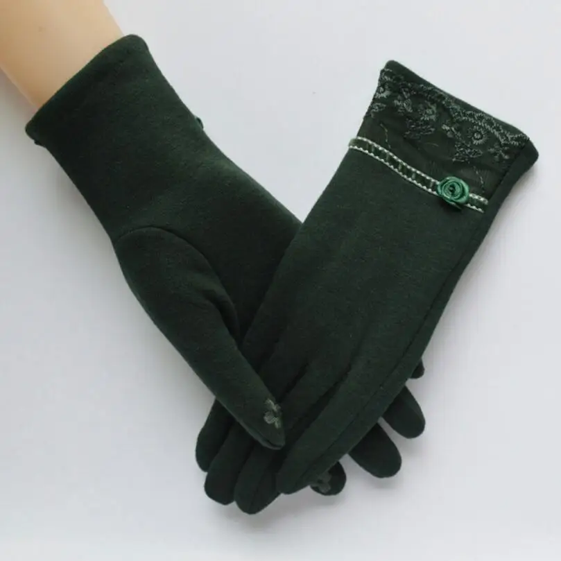 YRRETY Woman High Quality Knitted Gloves Touched Screen Thick Warm Glove Winter Autumn Mitten Women Winter Stitching Plaid Glove - Цвет: GA08 Rose Army green