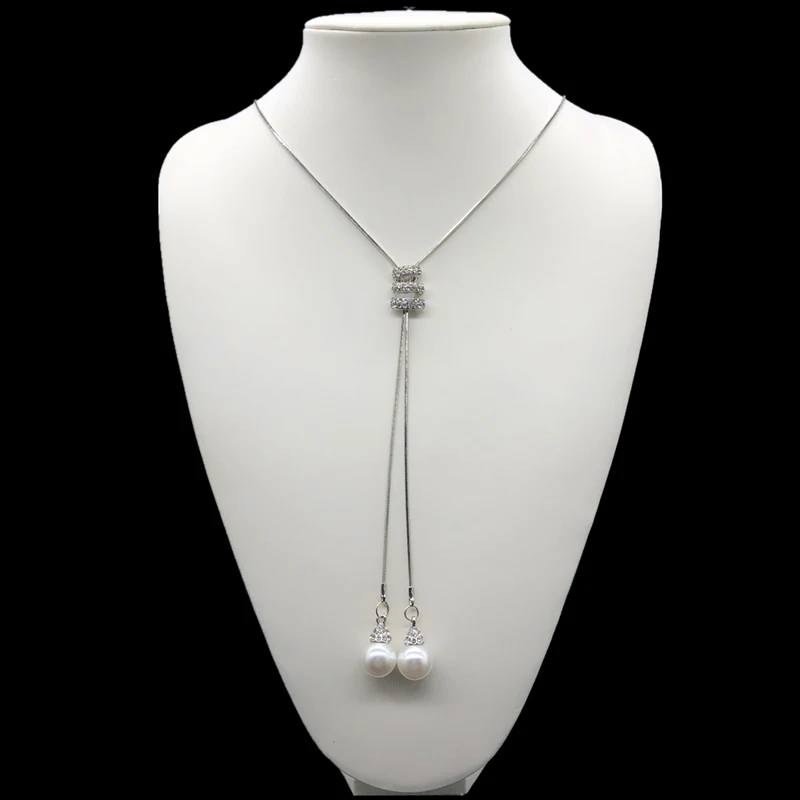 

NEW Simulated Pearl Crystal Long Sweater Chain Circles Necklace Vintage Accessary Crystal Collares Statement Jewlery