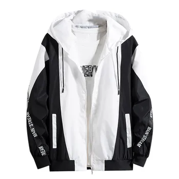 

Men Clothes 2019 Men's Jacket Autumn Casual Fashion Color Collision Hoodie Thin Jackets Zipper Coat Outwear high quality
