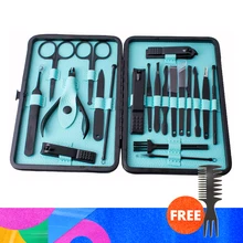 Набор для маникюра, педикюра, 20 шт., чехол, многофункциональные кусачки для ногтей, набор для маникюра, инструменты для маникюра, вросшая пилка для ногтей, пинцет для лака