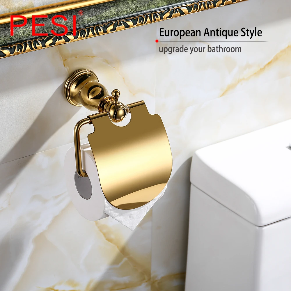 

Toilet Paper Tissue Holder Bathroom Accessories Hardware Set Robe Coat Hook Towel Rail Rack Bar Shelf Toothbrush Holder,Gold.