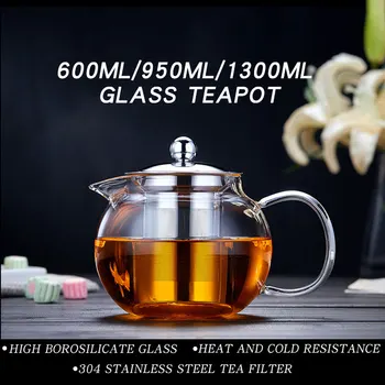

1300ml Glass-Teapot-Set-Loose-Leaf-Tea-Pot-Good-Kettles-Clear-Cup-with-Strainer-Infuser-and-Lid Glass Stainless Steel