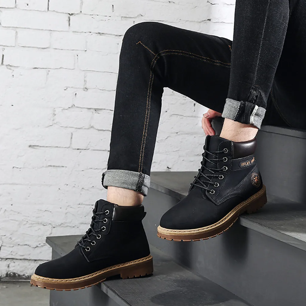 Мужская обувь; Новинка; модные ботинки; zapatos de hombre; Мужская мода; повседневные красивые рабочие кожаные ботинки в стиле ретро; ботинки в байкерском стиле