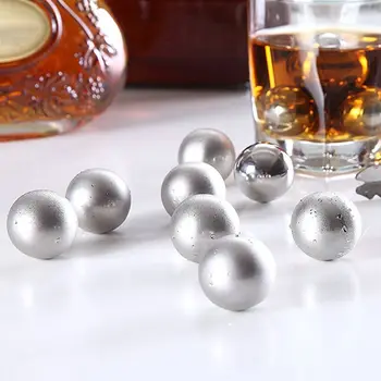 

New Round Ice Grain 304 Stainless Steel Cold wine Frozen Ice Cube Whiskey Ice Wine Set New 2020 N06