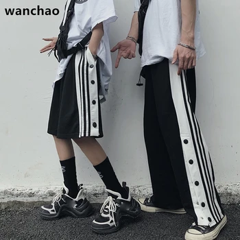

WANCHAO Sports Casual Trousers Three-bar Loose-Fitting Straight Wide-leg Pants Men/Women Summer Tide Harajuku Trousers Pants