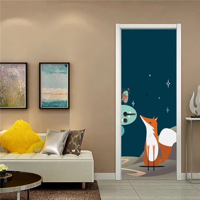Скандинавские Мультяшные наклейки на дверь ПВХ самоклеющиеся водонепроницаемые Обои Съемные DIY настенные наклейки детская комната украшение дома плакат - Цвет: MT272-B