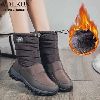 

2020 New Women Boots Winter Ankle Waterproof Warm Snow Boots Platform Keep with Thick Fur Heels Botas Mujer Chaussures Femme