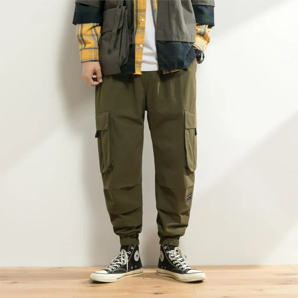 Men's Casual Pants Autumn Solid color High quality Cotton men Trousers Big-pocket Fashion Loose Comfortable Cargo Pants A985