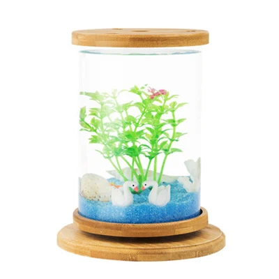 As pictures Petshy аквариум мини стекло вращающееся украшение Betta миска для рыбы портативный домашний офисный декор для аквариумных животных поставки - Цвет: As pictures