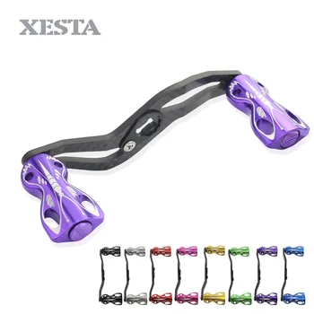 

XESTA Fishing Reels handle fit for daiwa reels Double Alloy Knob Hole Size 8x5 mmCarbon Fiber Rod Stainless Steel Shaft