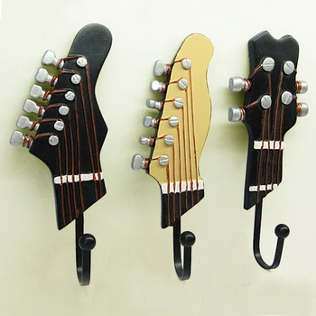 

3pcs Clothes Towel Wall Hanger Guitar Shape Vintage Resin Hooks Wall Mounted Key Hat Holders