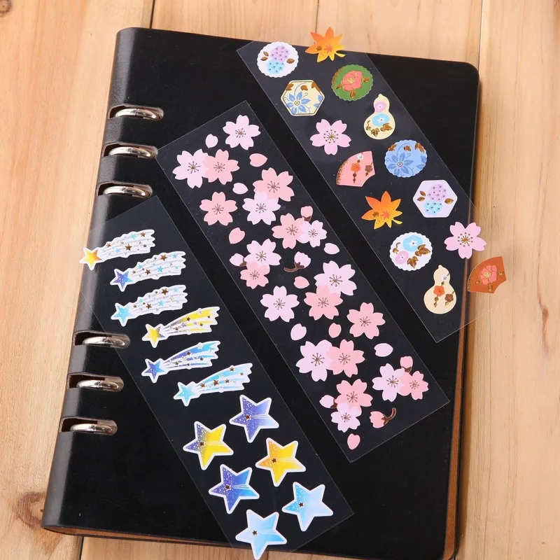 2 set Decorative Vintage Journal Diary Gold Paper Flower Plant Stickers Scrapbooking Flakes Stationery
