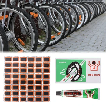 

48Pcs Rubber Patch +1 Glue Tire Puncture Tube Patch Motorcycle Battery Car Tire Rubber Patch Piece Cycling Puncture Repair Tool