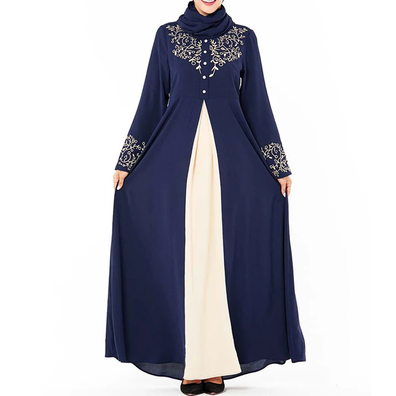 dark blue dress Абайя турецкий мусульманский хиджаб платье марокканский кафтан ислам одежда женские абайя для женщин Кафтан Дубай халат Musulmane Femme Турция - Цвет: dark blue dress