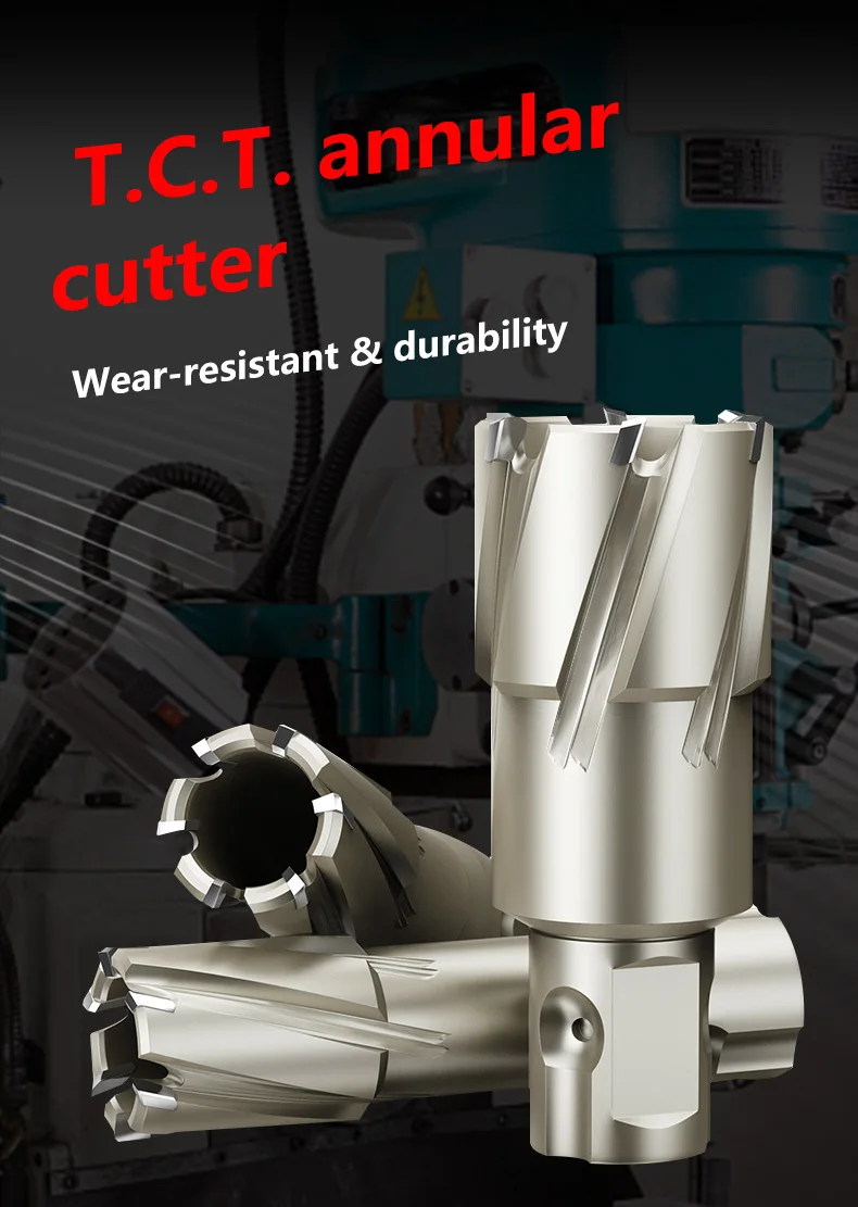 TCT Annular Cutter 12-55mm * 50mm Metall Loch Sah Hartmetall Spitze Ringförmige Cutter Bohrer Bits für Magnetische Bohrmaschine – Detail 1