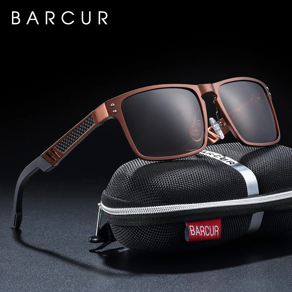 Günstige BARCUR Trending Stile Aluminium Magnesium Glas Platz Männer Sonnenbrille Polarisierte sonnenbrille für Männer Sport Brillen Oculos de sol