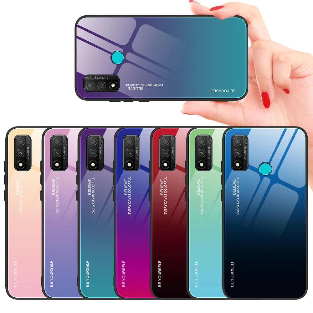 

Gradient Tempered Glass Case For Huawei P Smart Z Plus 2019 2018 2020 ShockProof Silicone Case For Huawei PSmart 2020 Plus Coque