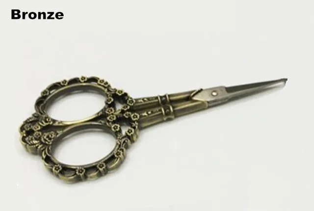 BQAN 4 цвета Европейский винтажный цветочный узор ножницы дизайн ногтей Фольга резак швея цветы ножницы антикварные швейные ткани инструмент - Цвет: Bronze
