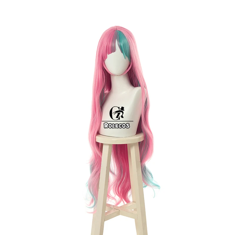 ROLECOS Pinky Pop Hepburn Cosplay Hair Anime Virtual YouTuber Cosplay Long Hair Women Synthetic Hair 98cm Pink Mixcolor Headwear - Цвет: Pinky Pop Hepburn