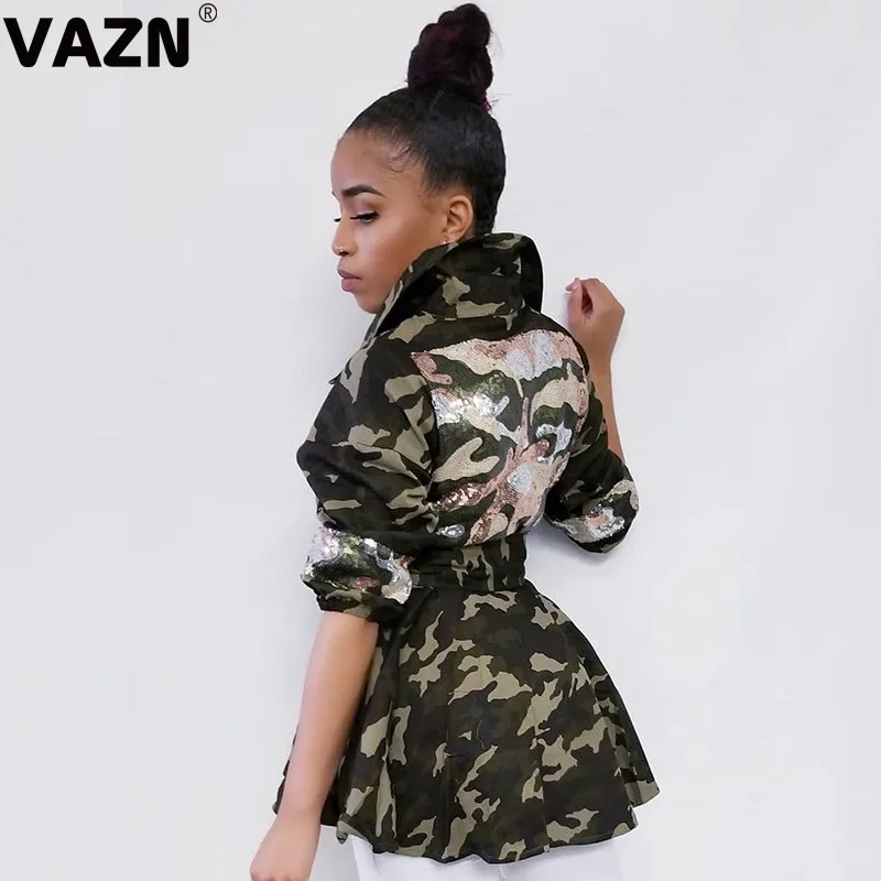 VAZN OSS19458, осенняя, высококачественная, сексуальная, Молодежная, энергетическая, верблюжья, длинный рукав, тонкий бант, шнуровка, высокая талия, для женщин, дикая, Джокер, длинная верхняя одежда