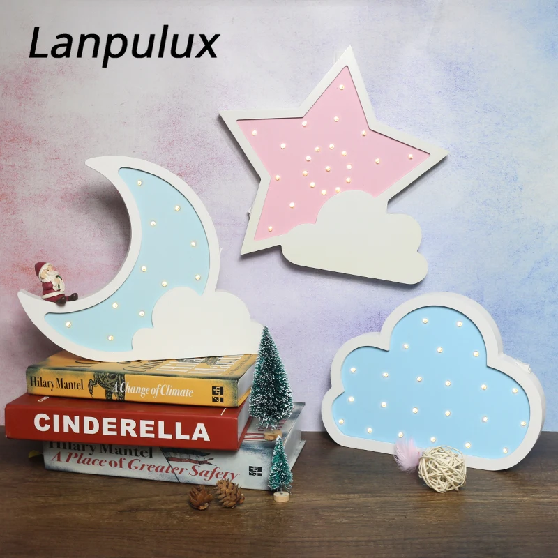 Lanpulux скандинавские луна звезда деревянный ночник украшение дома настенные