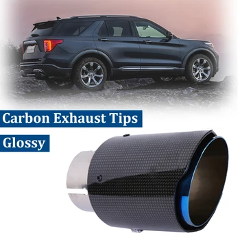 

Car Glossy blue Carbon Exhaust System Muffler Pipe Tip Universal Tail Pipe Stainless Steel Mufflers Exhaust Tip Car Accessories