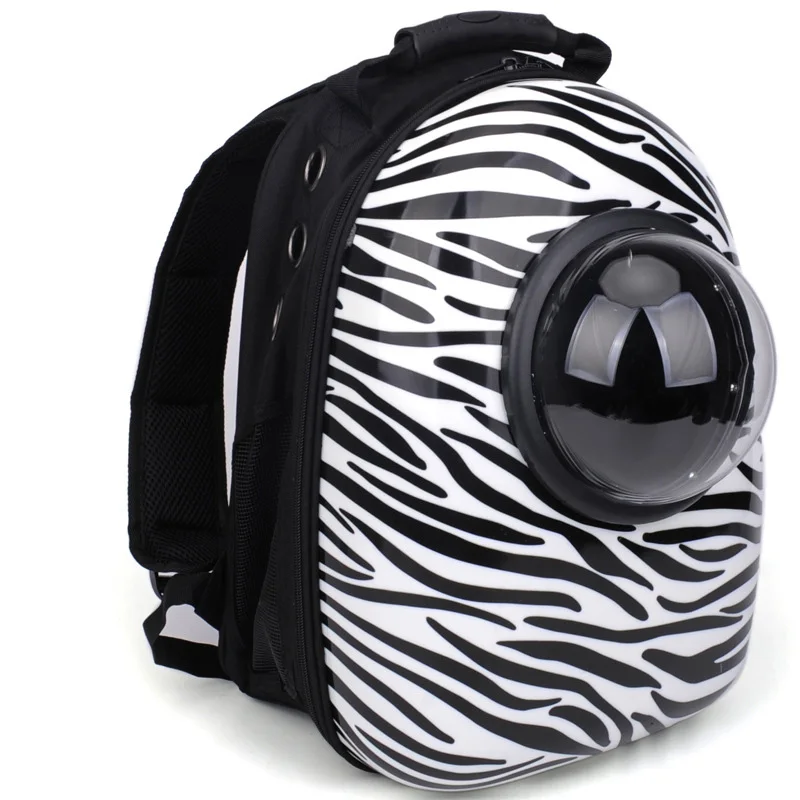 QQQPET Portable Pet Carrier Bag Outdoor Travel puppy cat bag Transparent Space Beautiful Breathable Pet Backpack Capsule - Цвет: Zebra pattern