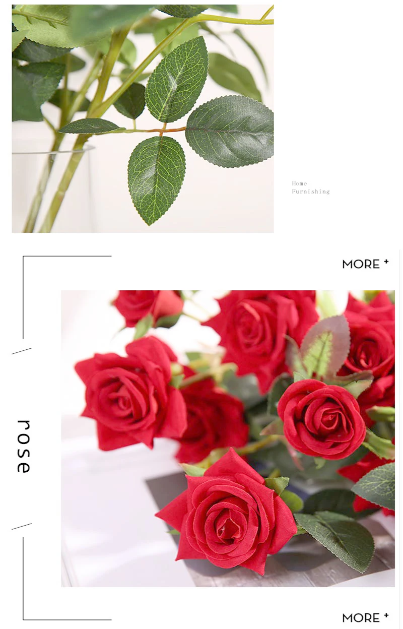 CHENCHENG 5 голов 64 см Искусственный цветок розы Букет Искусственный цветок для свадьбы дома гостиной украшение стола