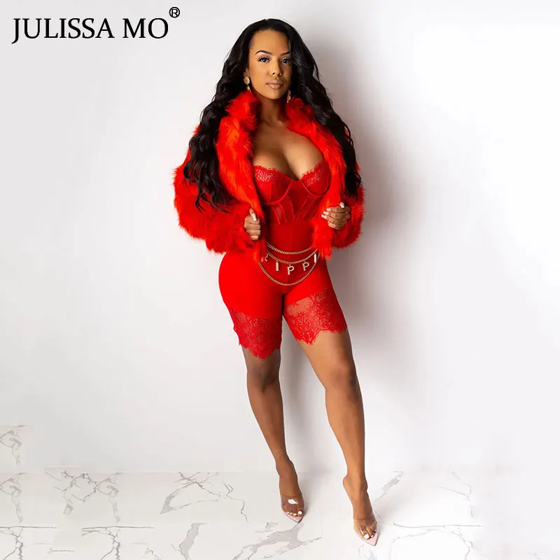 Красный Julissa mo, черный прозрачный кружевной сексуальный обтягивающий комбинезон, женский комбинезон на бретельках с вырезами, комбинезоны,, Осенние вечерние комбинезоны - Цвет: Красный