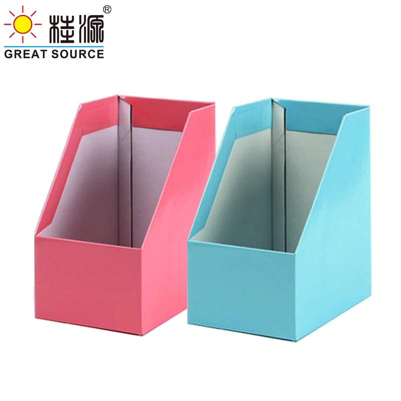MQQ Big Size Magazine Bookend Foldaway File Holder Colorful Newspaper Box Desk Top Corrugated Organizer Office Stationery (8PCS)